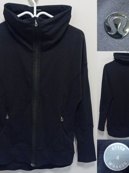 lululemon athletica Tops - Lululemon Pump It Up Jacket Black Brushed Luxtreme Full Zip Funnel Neck 4 XS